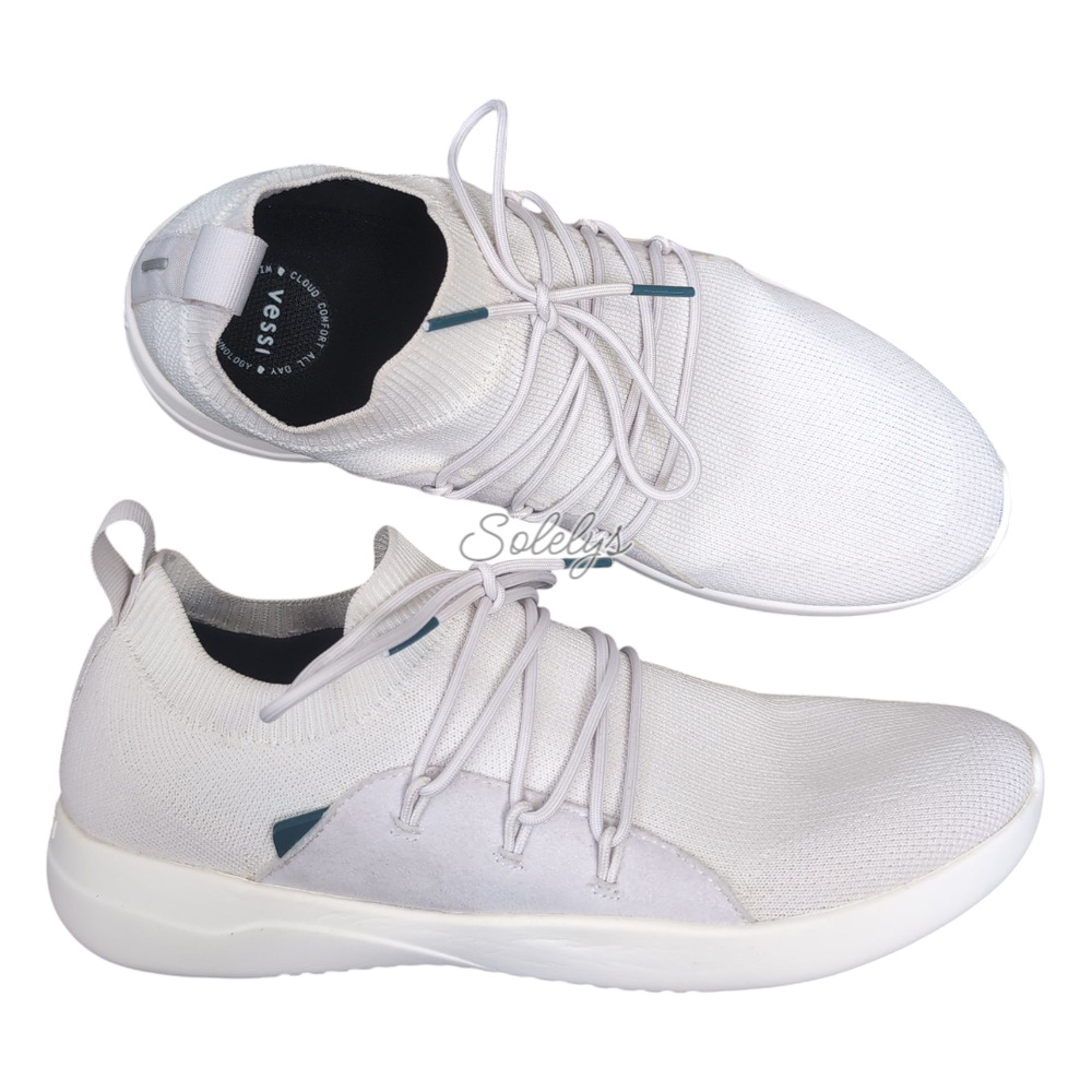 Vessi Cityscape Women 10 Birch White Lightweight Knit Waterproof DymaTex Sneaker